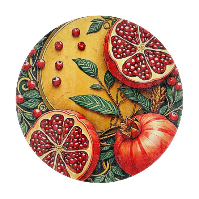 Pomegranate Elegance Art Print Cutting Board (Front)