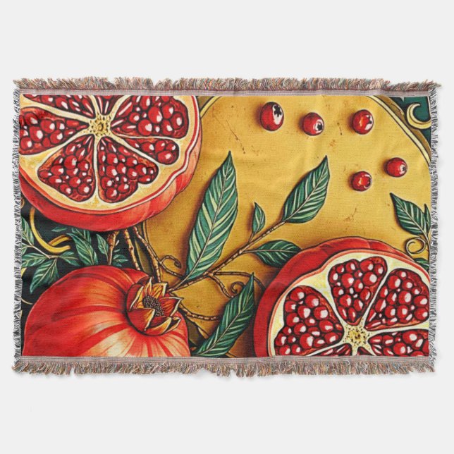 Pomegranate Elegance Art Print Throw Blanket (Front)