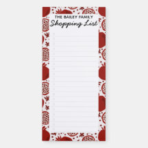 Pomegranate Family Shopping List Magnetic Notepad 