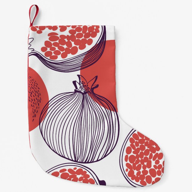 Pomegranate Fashion: Seamless Vintage Pattern Small Christmas Stocking (Front)