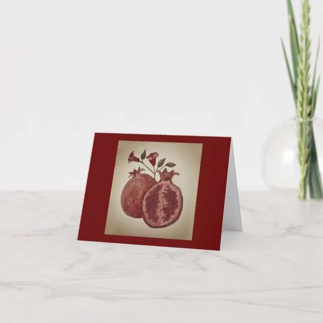 Pomegranate Folded Note Card (Front)
