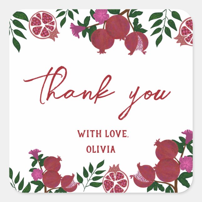 Pomegranate Fresh Fruite Birthday Gift  Square Sticker (Front)