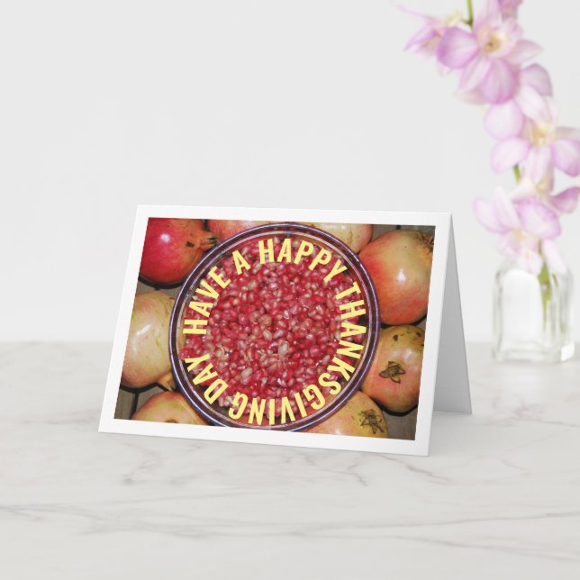 Pomegranate Fruit in Bowl Portrait Card (Orchid)