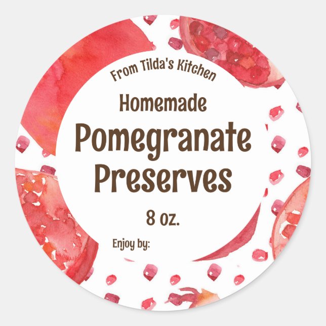 Pomegranate Fruit Preserves Jar Label (Front)