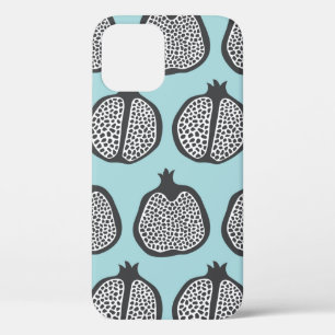 Pomegranate fruit slices seamless pattern backgrou iPhone 12 case