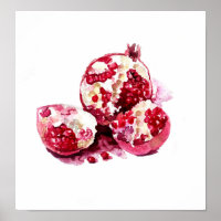 Pomegranate fruit watercolour decoration.