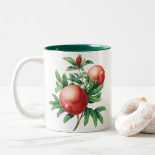Pomegranate Fruit with Green Leaves  Two-Tone Coffee Mug