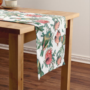 Pomegranate Fruits & Lovebirds Pattern Short Table Runner