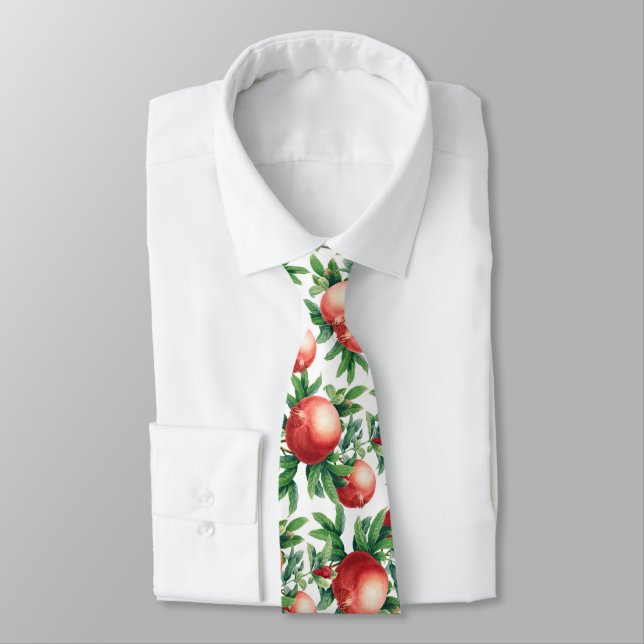 Pomegranate Fruits Pattern Tie (Tied)