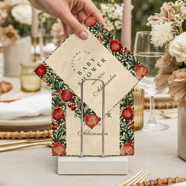 Pomegranate Garden Botanical Baby Shower Napkin (Creator Uploaded)
