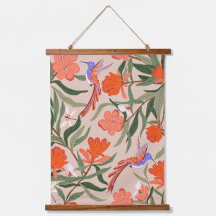 Pomegranate garden with birds and insects hanging tapestry