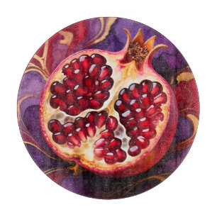 Pomegranate Half Marble Swirl Cutting Board