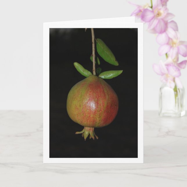 Pomegranate Hanging from Tree at Night Card (Orchid)