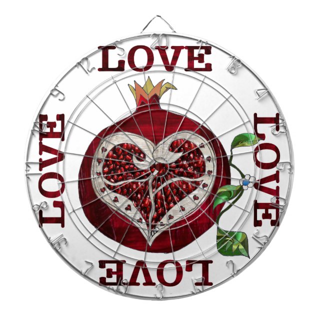 Pomegranate Heart LOVE Valentine Dartboard (Front)