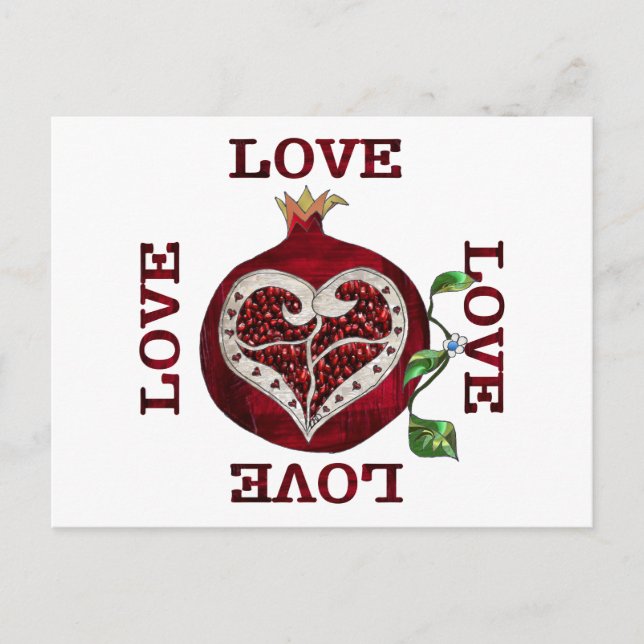 Pomegranate Heart LOVE Valentine Holiday Postcard (Front)