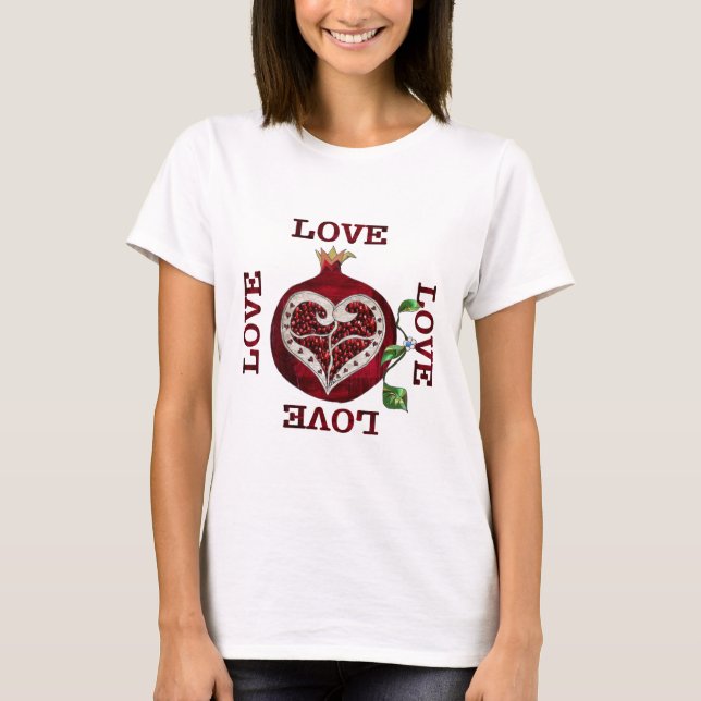 Pomegranate Heart LOVE Valentine T-Shirt (Front)