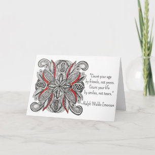 Pomegranate Inspired Hand-Drawn Doodle Birthday Card
