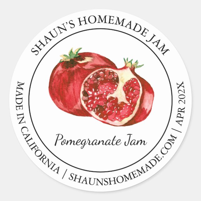 Pomegranate Jam Modern label (Front)