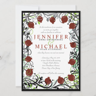 Pomegranate Jewish Wedding Invitation