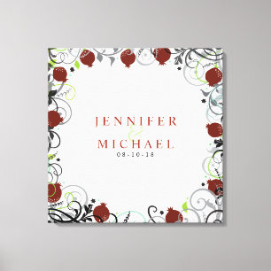 Pomegranate Jewish Wedding Sign-In Memory Board Canvas Print