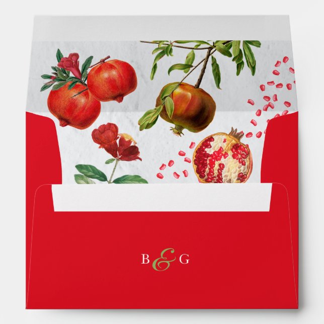 Pomegranate Mediterranean 5x7 Wedding Invitation Envelope (Back (Bottom))