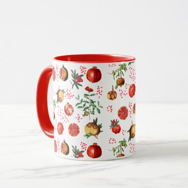 Pomegranate Mediterranean Fruit Pattern Mug (Front Left)