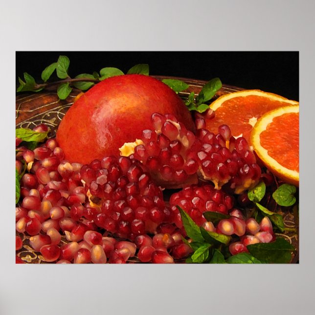 Pomegranate, Orange and Mint Poster (Front)