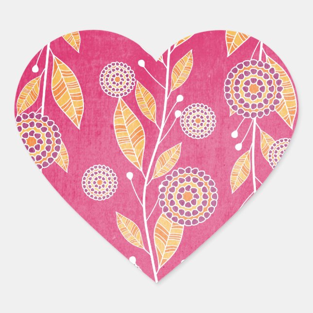 Pomegranate Paradise Heart Sticker (Front)
