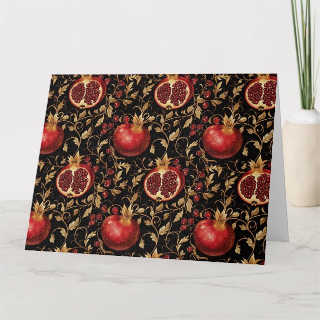 Pomegranate Paradise -Rich Floral Seamless Pattern Card (Front)