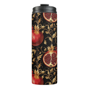 Pomegranate Paradise -Rich Floral Seamless Pattern Thermal Tumbler