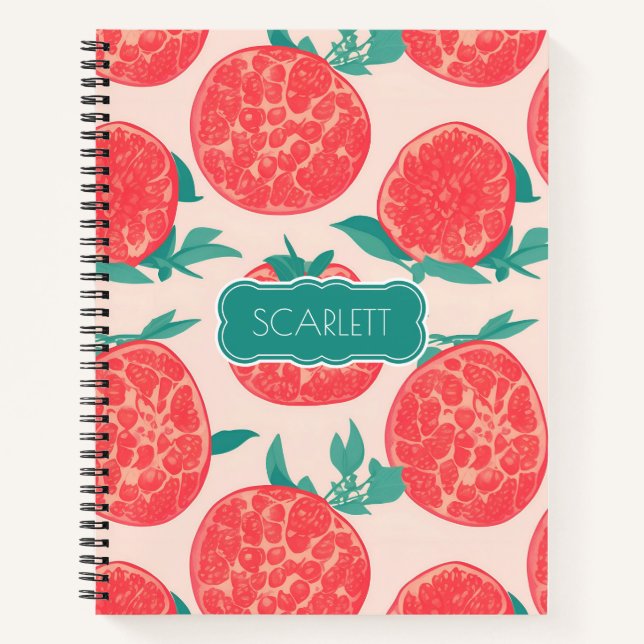 Pomegranate Pastel Colourful Personalized Pattern Notebook (Front)
