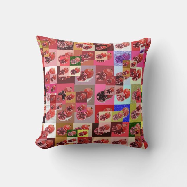 Pomegranate patchwork Cheater quilt pillow (Front)