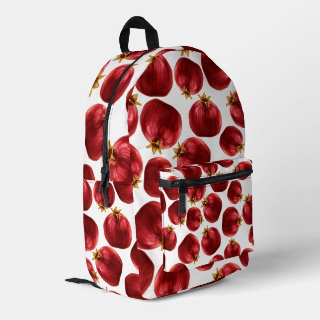 Pomegranate Pattern Printed Backpack (Back Corner Left)