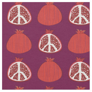 Pomegranate Peace Signs Fruit Fabric