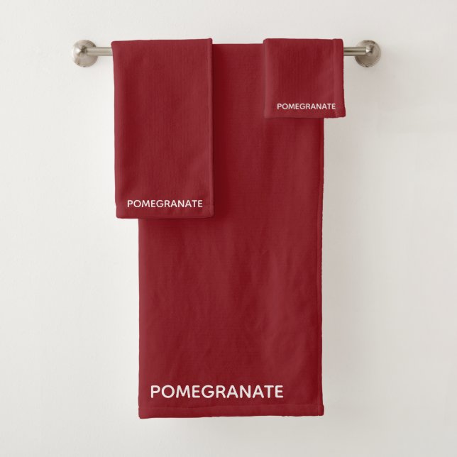 Pomegranate red color name bath towel set (Insitu)