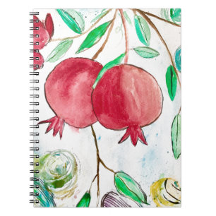 Pomegranate red fruit gift nature watercolor notebook