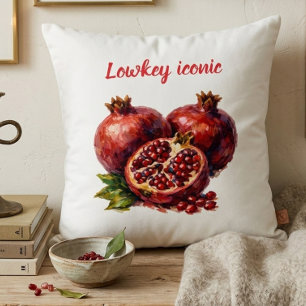 Pomegranate Red Rich Oil Paint Aesthetic Elegant  Throw Pillow