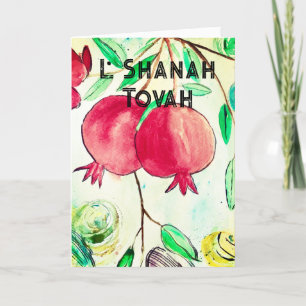 Pomegranate Rosh Hashanah Fruit Shana Tova Holiday Card