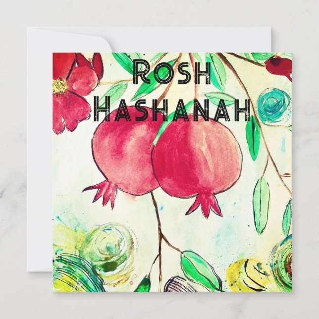 Pomegranate Rosh Hashanah Fruit Shana Tova Holiday Card (Front)