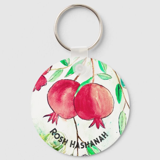 Pomegranate Rosh Hashanah Fruit Shana Tova Keychain (Front)