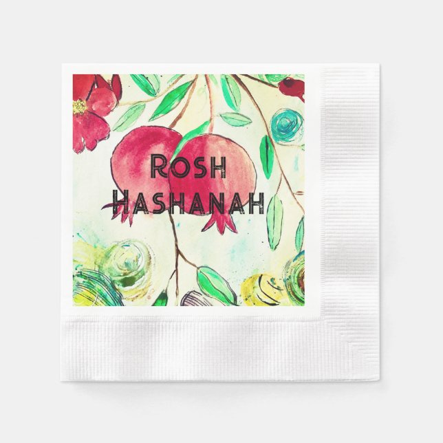 Pomegranate Rosh Hashanah Fruit Shana Tova Napkin (Front)
