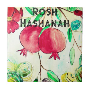 Pomegranate Rosh Hashanah Fruit Shana Tova Tile