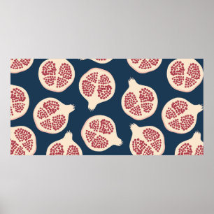 Pomegranate seamless pattern,background with pomeg poster