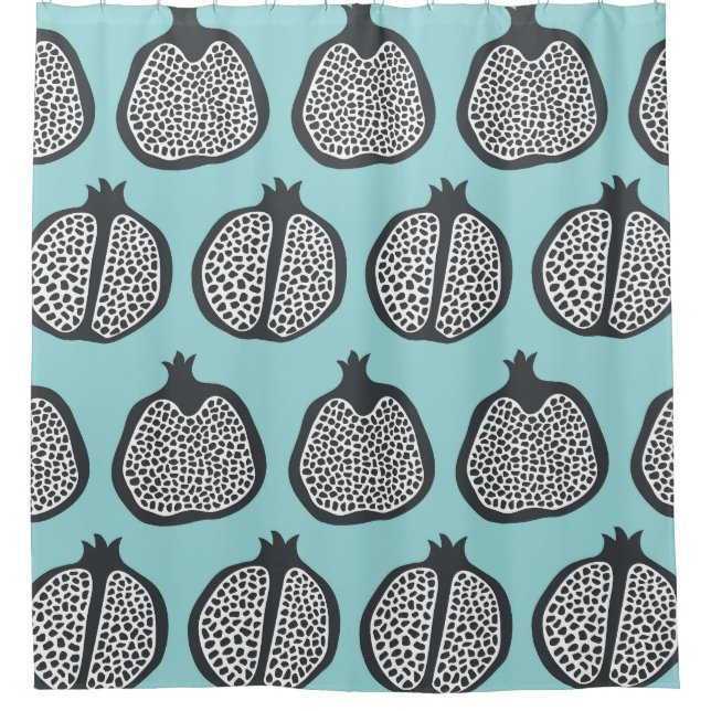 Pomegranate Slices: Black Aqua Pattern. (Front)