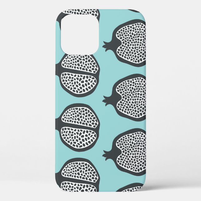 Pomegranate Slices: Black Aqua Pattern. Case-Mate iPhone Case (Back)