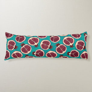 Pomegranate slices on turquoise body pillow
