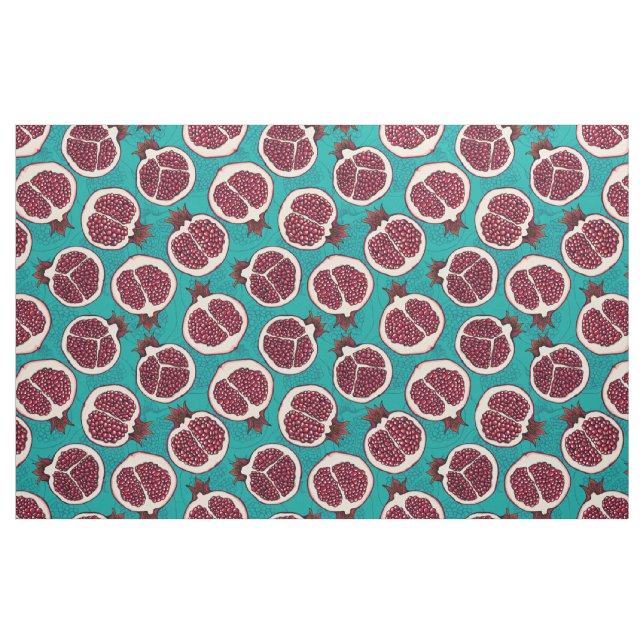 Pomegranate slices on turquoise fabric (Fat Quarter)