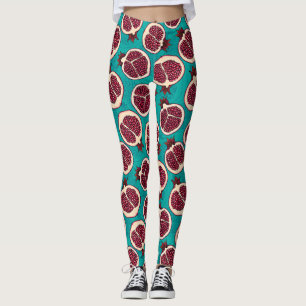 Pomegranate slices on turquoise leggings