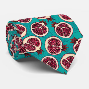 Pomegranate slices on turquoise tie