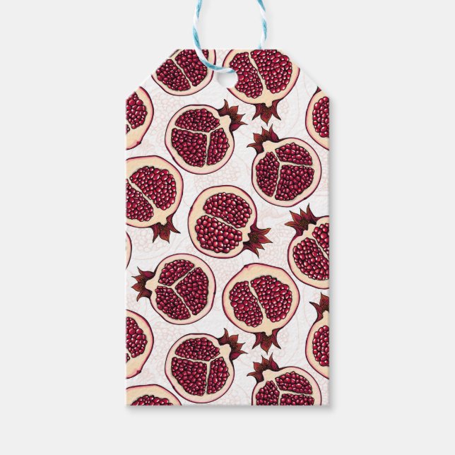 Pomegranate slices on white gift tags (Front)